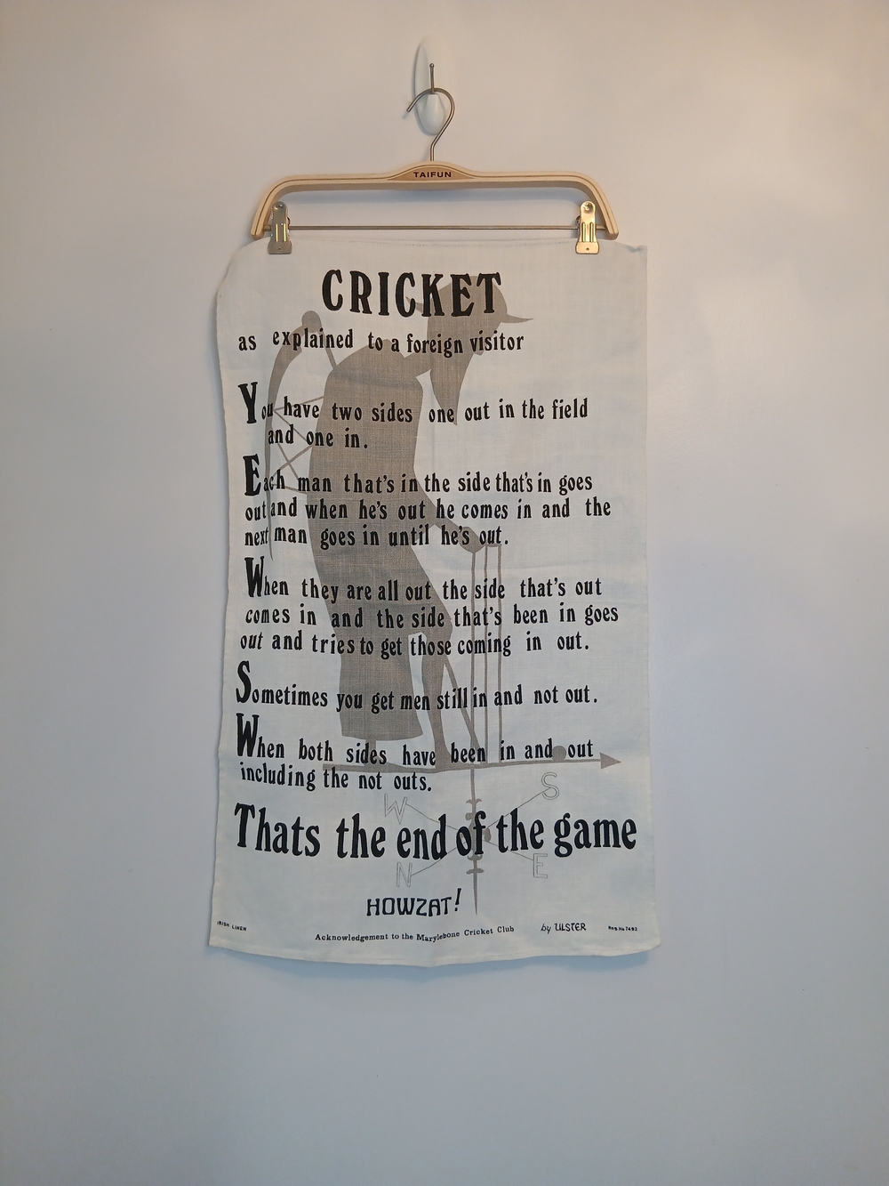 Cricket Theme Irish Linen Tea Towel